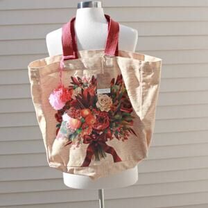 Shopper Tote Bag Canvas 100% Cotton Floral Fruit Cottage Prairie Farmhouse